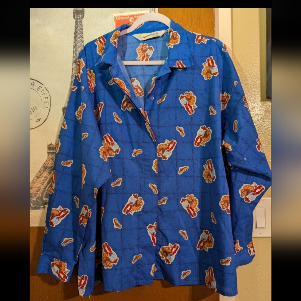 Diane Von Furstenberg Vibrant Blue Bear Print Shirt